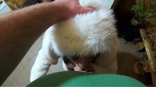 Kinky Snow White in White Fur – Deepthroat, Facefuck & Cum on My Coat